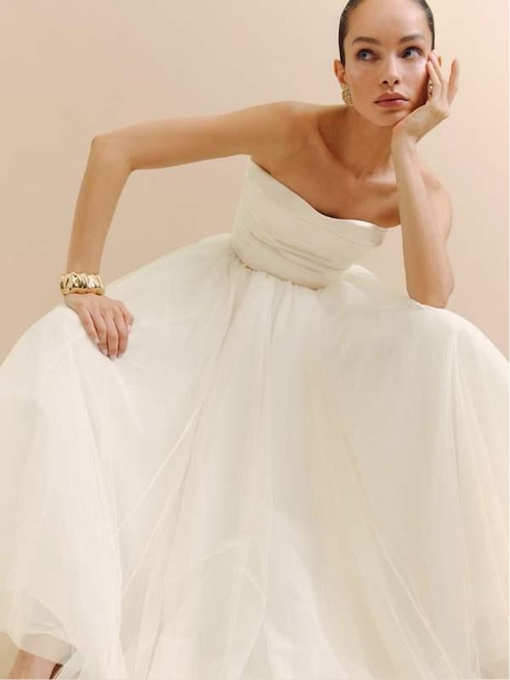 REFORMATION ALOUETTE WEDDING DRESS, FIOR DI LATTE, Sz 6 NWT